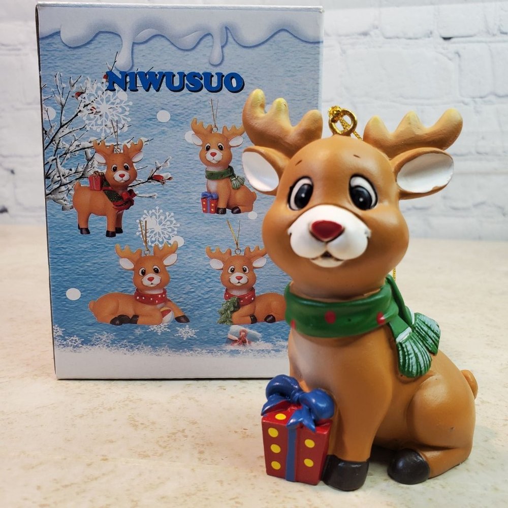 NIWUSUO Rudolph Red Nosed Reindeer Hanging Figurine, Christmas Ornaments